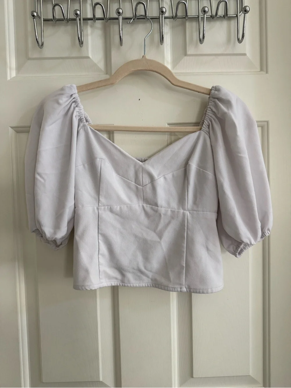 Abercrombie & Fitch Grey Puff Sleeve Sweetheart Corset Top